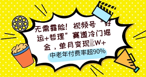 无需露脸，视频号“好运+哲理”赛道冷门掘金，单月变现2W+，中老年付费率超90%-慕云辰风博客