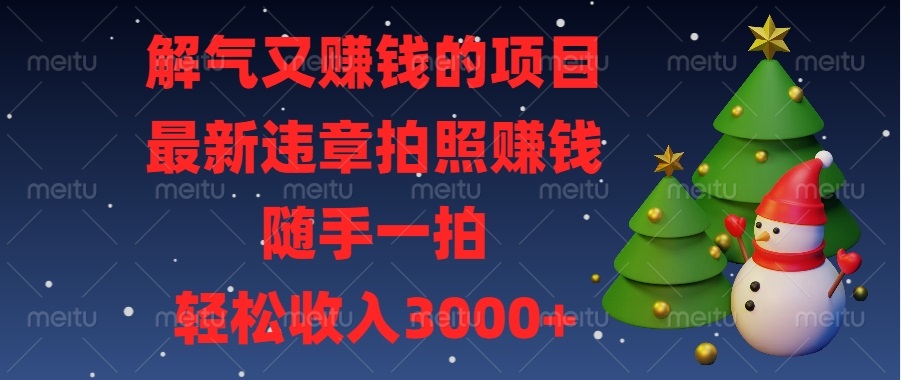 （13804期）解气又赚钱的项目，最新违章拍照赚钱，随手一拍，轻松收入3000+-慕云辰风博客