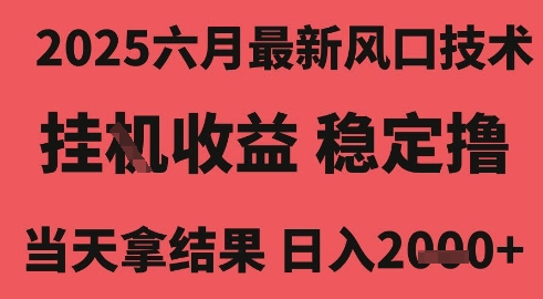 2025六月最新风口技术，无人挂G撸礼物，长期稳定 一个小时收益2k+，小白当天拿结果【揭秘】-辰风资源站
