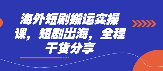 海外短剧搬运实操课，短剧出海，全程干货分享-辰风资源站