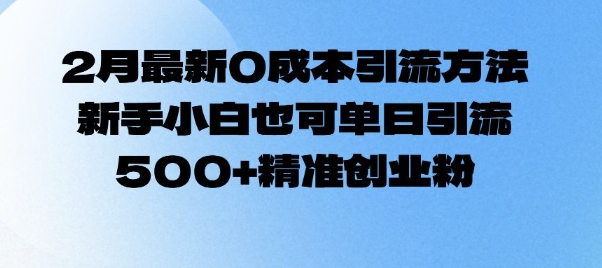 2月最新0成本引流方法，新手小白也可单日引流500+精准创业粉-慕云辰风博客