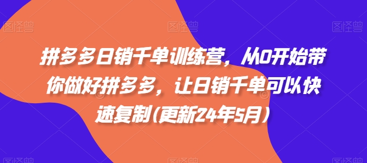 拼多多日销千单训练营，从0开始带你做好拼多多，让日销千单可以快速复制(更新24年12月)-慕云辰风博客