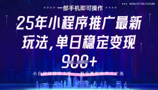 25年小程序挂G推广掘金最新玩法，一部手机即可操作，保底日入9张+【揭秘】-辰风资源站