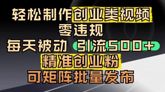 抖音引流创业粉，几分钟一个视频，非常暴力，小白直接可上手操作-辰风资源站
