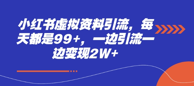 小红书虚拟资料引流，每天都是99+，一边引流一边变现2W+-慕云辰风博客