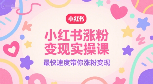 小红书涨粉变现实操课，最快速度带你涨粉变现-辰风资源站