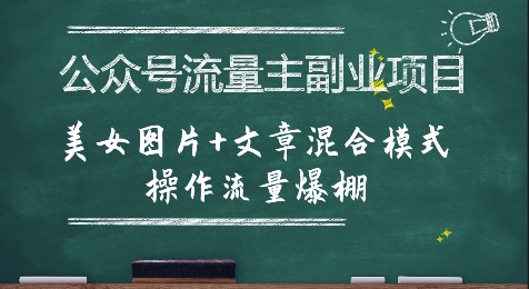 公众号流量主副业项目，美女图片+文章混合模式操作流量爆棚-辰风资源站