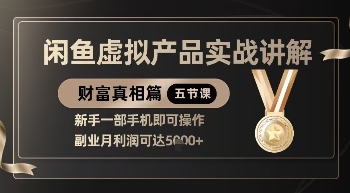 精品！闲鱼虚拟产品实战讲解，新手一部手机即可操作，副业月利润可达5k+-辰风资源站