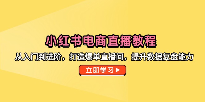 （14873期）小红书电商直播教程，从入门到进阶，打造爆单直播间，提升数据复盘能力-辰风资源站