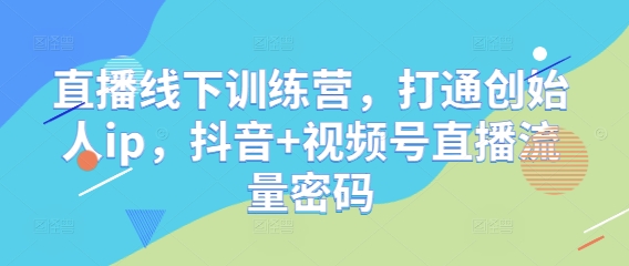 直播线下训练营，打通创始人ip，抖音+视频号直播流量密码-辰风资源站