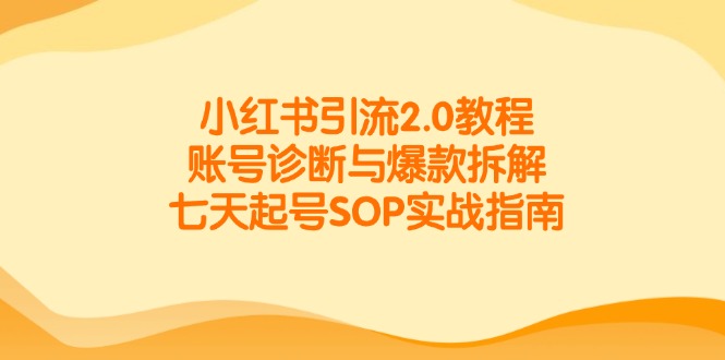 （14981期）小红书引流2.0教程，账号诊断与爆款拆解，七天起号SOP实战指南-辰风资源站