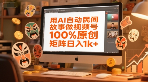 用AI自动民间故事做视频号，100%原创，矩阵日入1k+-辰风资源站