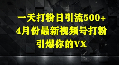 一天打粉日引流500+，4月份最新视频号打粉，引爆你的微信-辰风资源站