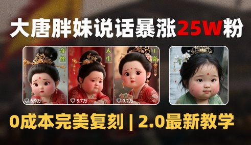 AI大唐胖贵妃说话2.0，40条视频暴涨40w粉，附独家变现攻略-辰风资源站