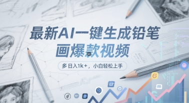 最新AI一键生成铅笔画爆款视频，多平台分发，日 入1k+，小白轻松上手【揭秘】-辰风资源站