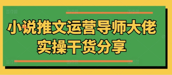 小说推文运营导师大佬实操干货分享-慕云辰风博客