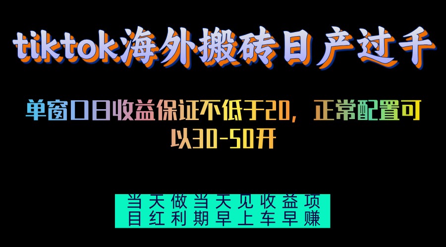 （13079期）tiktok海外搬砖项目单机日产过千当天做当天见收益-慕云辰风博客