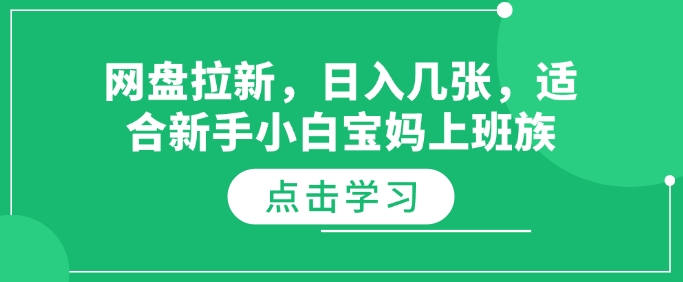 网盘拉新，日入几张，适合新手小白宝妈上班族-慕云辰风博客