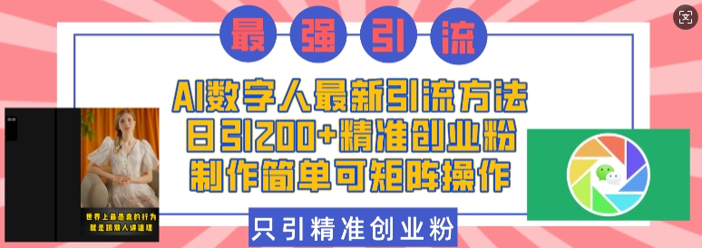 AI数字人最新引流方法，日引200+精准创业粉，制作简单可矩阵操作-慕云辰风博客