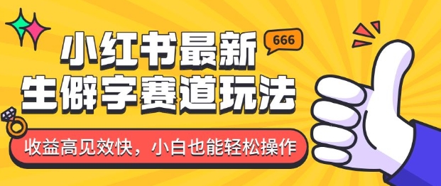 小红书最新生僻字赛道玩法，收益高见效快，小白也能轻松操作-慕云辰风博客