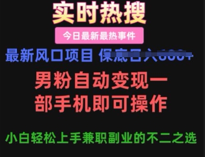 最新风口项目，男粉自动变现，一部手机即可操作，小白轻松上手，兼职副业的不二之选【揭秘】-慕云辰风博客