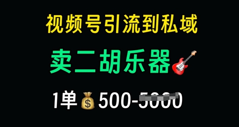 视频号引流到私域卖二胡乐器，1单利润5张，长期稳定项目-辰风资源站