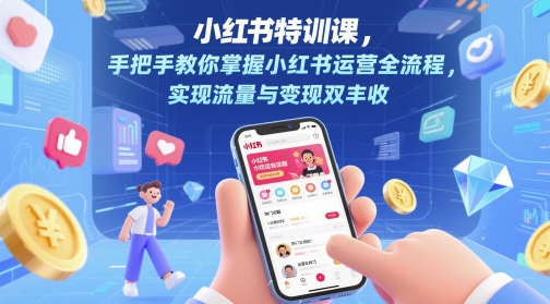 小红书特训课，手把手教你掌握小红书运营全流程，实现流量与变现双丰收-辰风资源站