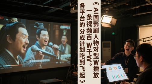 AI三国影视剧人物对口型唱歌玩法，一条视频百W千W播放，各平台的分成计划吃到飞起-辰风资源站