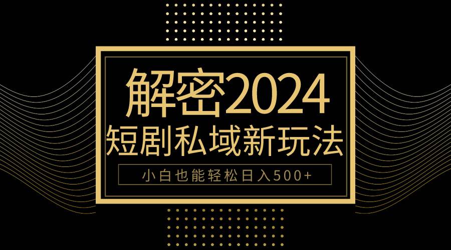 10分钟教会你2024玩转短剧私域变现，小白也能轻松日入500+-辰风资源站