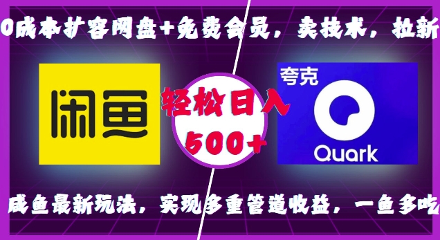 0成本扩容网盘+免费会员，卖技术，拉新，咸鱼最新玩法，实现多重管道收益，一鱼多吃，轻松日入500+-慕云辰风博客