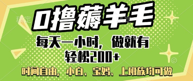 0撸薅羊毛，每天一小时，做就有轻松2张，小白宝妈，上班族均可做-慕云辰风博客