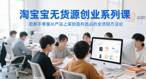 淘宝无货源创业系列课，助新手掌握从产品上架到盈利选品的全流程方法论-辰风资源站
