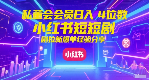 私董会会员日入4位数小红书红果短剧拉新爆单经验分享-辰风资源站