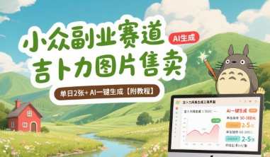 小众副业赛道 吉卜力图片售卖 单日2张+ AI一键生成【附教程】-辰风资源站
