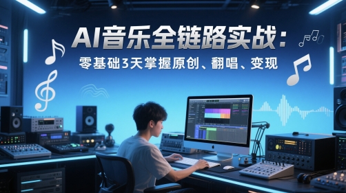 AI音乐全链路实战变现课：零基础3天掌握原创、翻唱、变现-辰风资源站