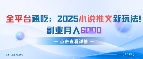 全平台通吃：2025小说推文新玩法，副业月入6k-辰风资源站
