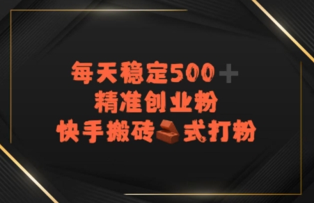 快手搬砖式打粉，每天稳定500+精准创业粉-辰风资源站