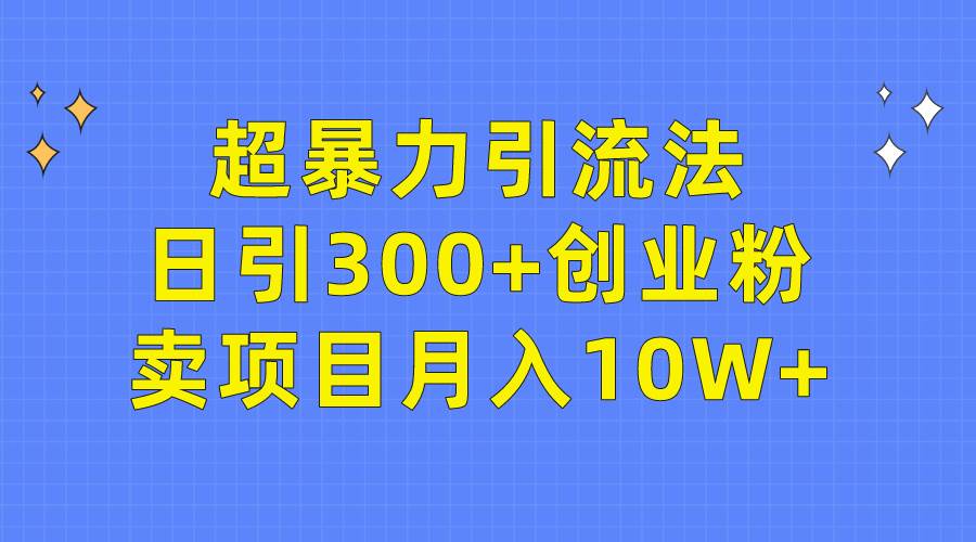 超暴力引流法，日引300+创业粉，卖项目月入10W+-慕云辰风博客