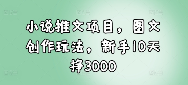 小说推文项目，图文创作玩法，新手10天挣3000-慕云辰风博客