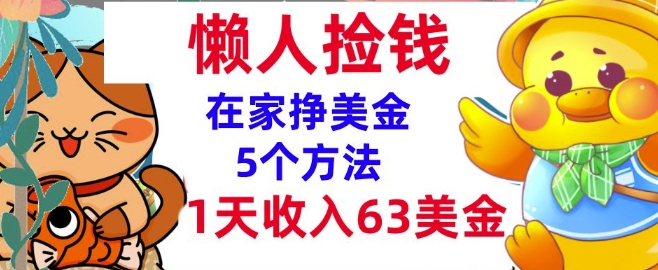 在家挣美金的5个方法，1天收入63美刀，内部教程，超简单，无脑操作-慕云辰风博客