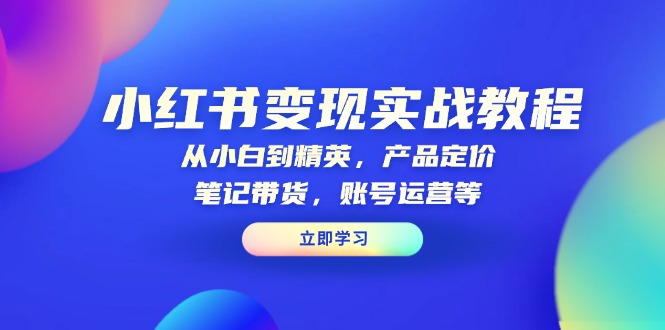 （13923期）小红书变现实战教程：从小白到精英，产品定价，笔记带货，账号运营等-慕云辰风博客