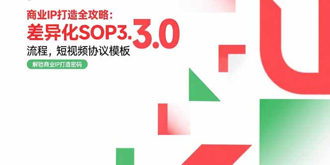 （15486期）商业IP打造全攻略：差异化SOP3.0流程，短视频协议模板，婚恋项目实战案例-辰风资源站