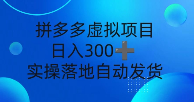 拼多多虚拟项目，新人日入3张，自动发货，实操落地可批量放大-慕云辰风博客