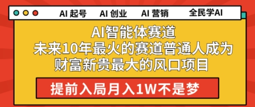 AI智能体赛道未来10年最火的赛道普通人成为财富新贵最大的风口项目提前入局月入1W-辰风资源站