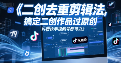 短视频二创去重剪辑法，搞定二创作品过原创，抖音快手视频号都可以-辰风资源站