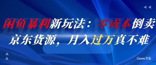 闲鱼暴利新玩法：零成本倒卖京东货源，月入过1W真不难-辰风资源站
