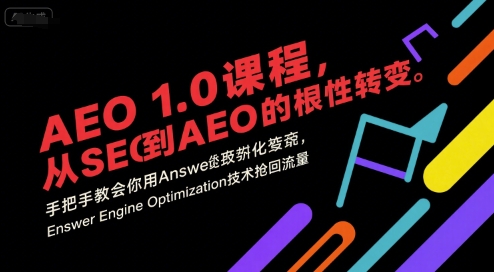 AEO 1.0 课程，从SEO到AE0的基命性转变，手把手教会你用AnswerEngineOptimization技术抢回流量-辰风资源站