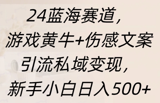 蓝海赛道，游戏黄牛+伤感文案引流私域变现，新手小白日入多张-慕云辰风博客