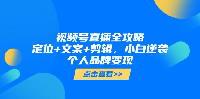 （14819期）视频号直播全攻略，定位+文案+剪辑，小白逆袭个人品牌变现-辰风资源站