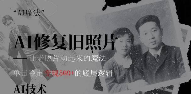 AI 魔法：让泛黄旧照变成朋友圈爆款视频，私域转化率提升50%，单日变现5张-辰风资源站